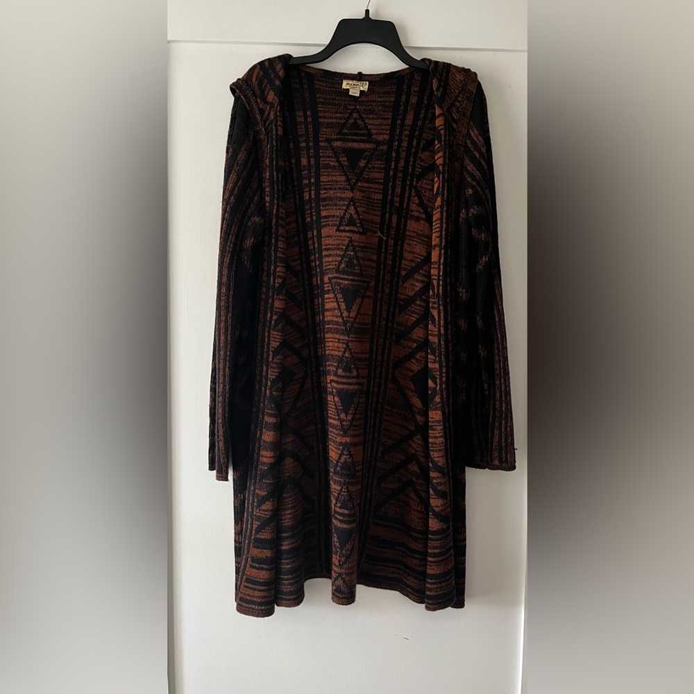 Aztec print sweater duster